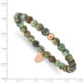 thumbnail image 2 of Primal Steel Stainless Steel Polished Rose IP-plated African Turquoise Stretch Bracelet, 2 of 6