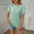 thumbnail image 5 of Shirts for Women Short Sleeve Ruffle Hem Round Neck Blouse Casual Summer Top Green XXL, 5 of 5
