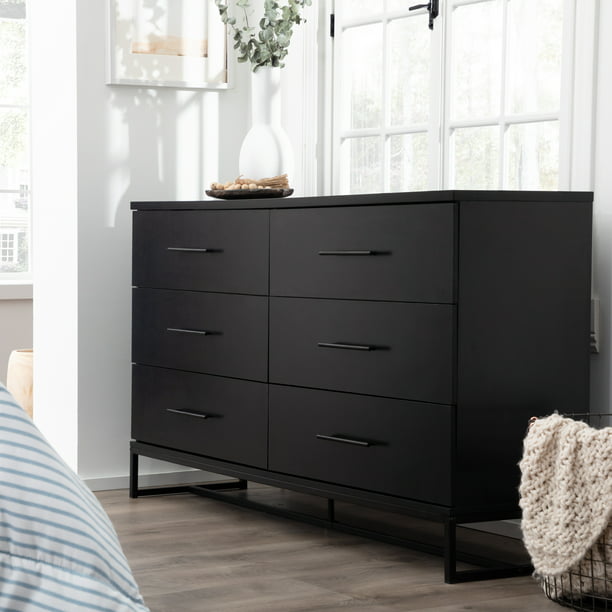 Wood Laminate 6 Drawer Dresser Black, Room Essentials 6 Drawer Dresser