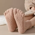 thumbnail image 3 of hotojiny Fluffy Fuzzy Socks for Women Winter Warm Soft Comfort Boot Socks Cute Cozy Five Finger Plush Crew Socks, 3 of 7
