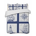 thumbnail image 2 of Nautical Navy Twin XL Size Down Alternative Comforter, Lightweight Comforter Quilt Bedding Set with Pillow Shams Blue Lighthouse Boat Compass Ocean All Seasons Bed Comforter Duvet Insert 68"x98", 2 of 7