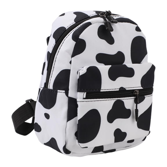 M Buder Cute Sweet Fashionable Cow Pattern Mini Backpack, Multi Compartment Student Bag for School Travel Shopping, Lightweight Nylon, Multicolor, 9.45 inches / 24 cm