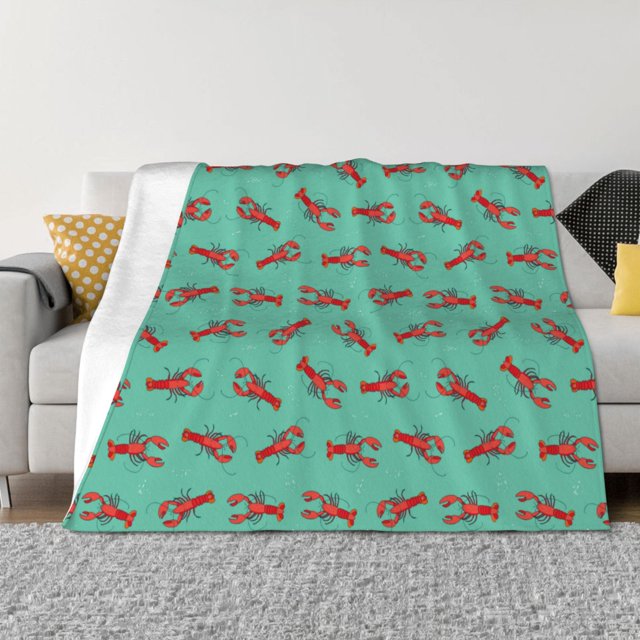 Balery Cartoon Lobsters 4 Manta de Franela con Dibujo, Lujo Ultra Suave y Cálido, Antipelusa y Resistente a las Arrugas para Cama, Sofá, Camping -40"x30"