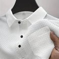thumbnail image 2 of Men's Ice Silk Casual Business Top T-Shirt Quick Dry Breathable Short Sleeve Turn-Down Collar Solid Color Relaxed Fit Moisture Wicking Golf Workout Daily Wear Streetwear | TOPLIU,White L, 2 of 7