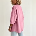 thumbnail image 6 of BRELIL Women's 3/4 Sleeve Button Down Cardigan Open Front Casual Shacket Fall Outfit Loose Knit Top for Women Autumn Vacation, Pink M, 6 of 8