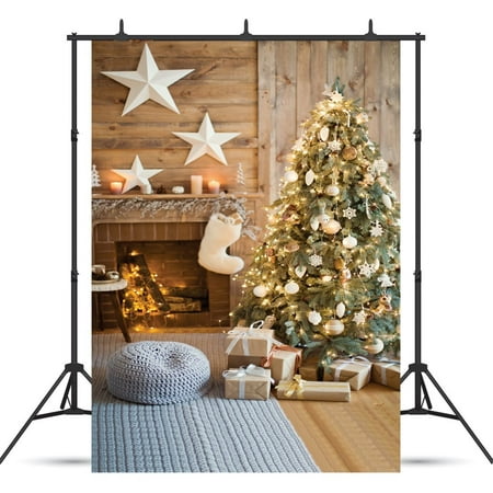 Image of HelloDecor 5x7ft Christmas Tree Gift Stove Photo Photography Backdrops Children Background Studio Props