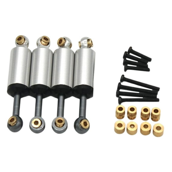 4x Shock Absorbers with Screws Aluminum Alloy Metal Upgrade Parts for Fcx24 Remote Control Car Argent