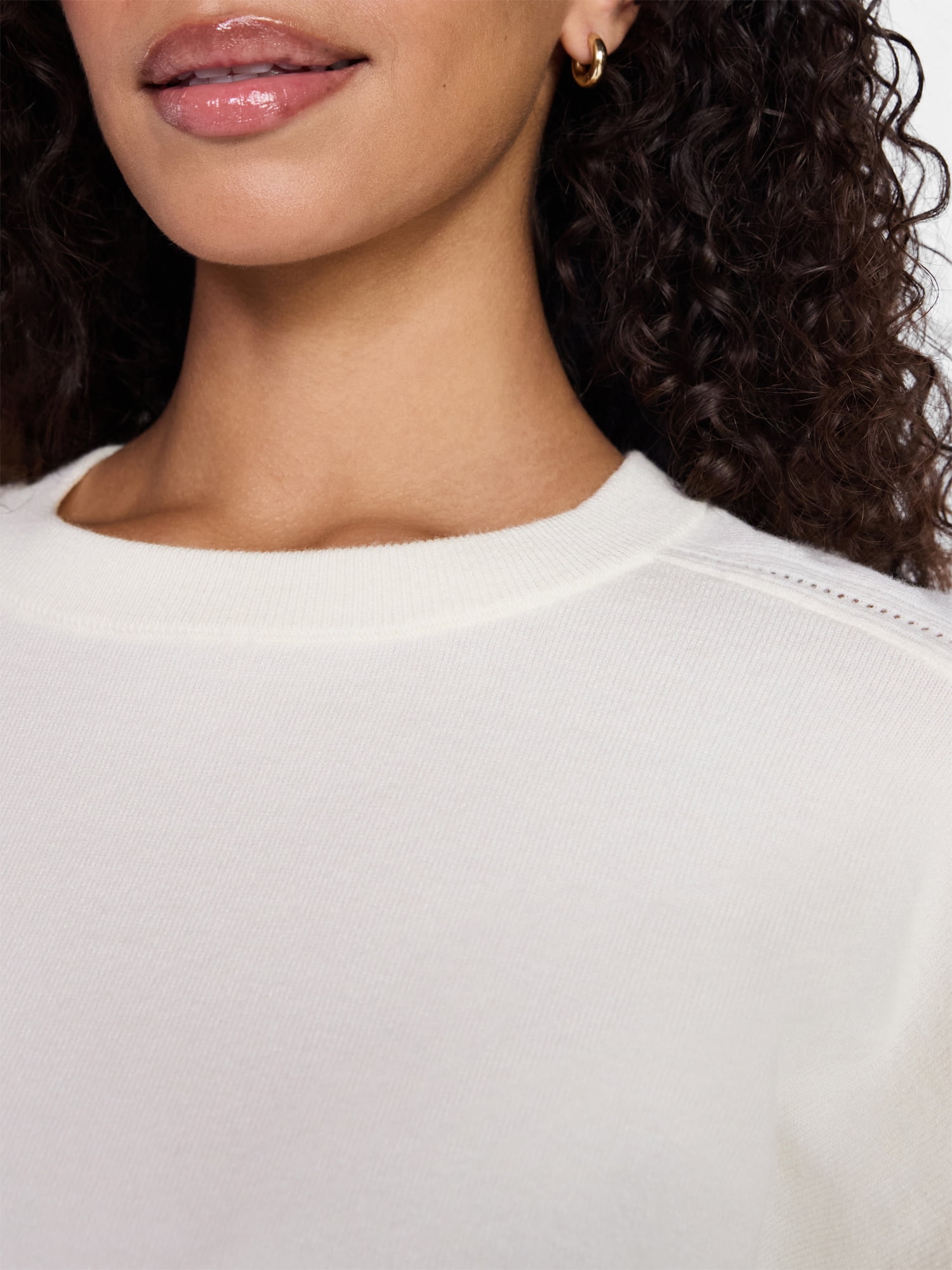 Time and Tru Women's Crewneck Sweater with Long Sleeves, Lightweight, Sizes XS-XXXL