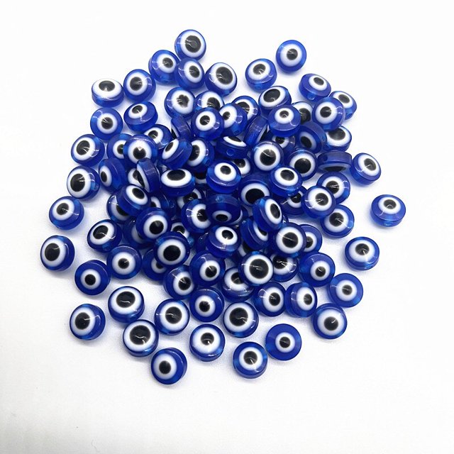 Cuentas ovaladas de resina para fabricación de joyas, accesorios para pulsera y pendientes hechos a mano, ojo malvado, 6mm, 8mm, 10mm, lote de 50 unidades