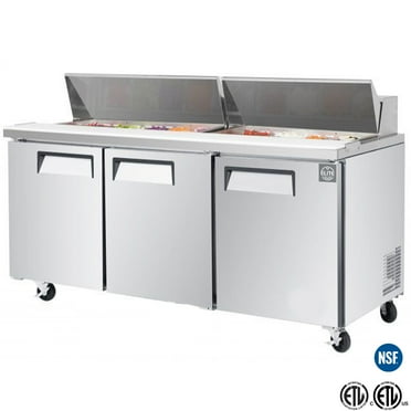 72.5 in. 3 Door Refrigerated Sandwich Prep Table 21 Cu.Ft. Mega Top Refrigerator, NSF Pre Table Refrigerator