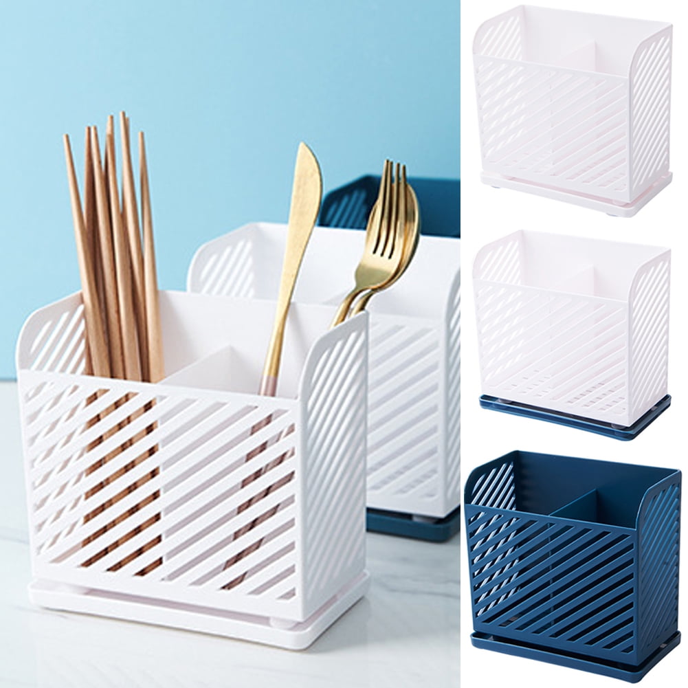 Cheers.US Cutlery Utensil Drying Rack Chopsticks Basket Holder with Detachable Tray Flatware