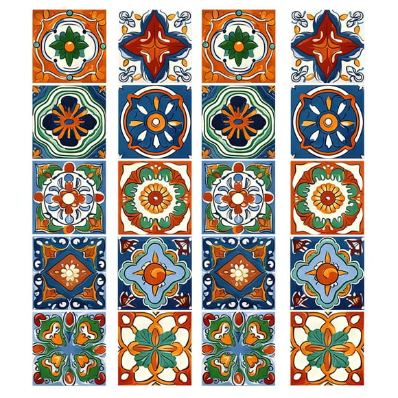 MOVTOTOP 20pcs Morocco Style Tile Stickers Indoor Wall Floor Tile Decals Kitchen Tile Decals Bathroom Wall Stickers