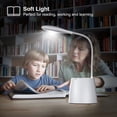 thumbnail image 5 of Lámpara de escritorio LED, lámpara de mesa LED regulable, luz nocturna con atenuación continua para estudiar, recargable por USB, soporte para bolígrafo y teléfono (blanco), 5 of 5