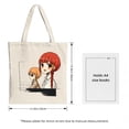 thumbnail image 3 of Cute Cartoon Tote Bag featuring two characters: one with red braids in a white shirt and another with orange hair in a brown outfit set against a simple line - drawn background, 3 of 4