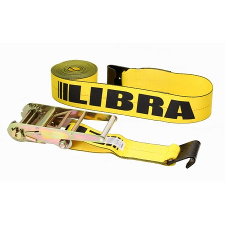 (2) LIBRA 4" X 30' Ratchet Strap W/ Flat Hooks Flatbed Truck Trailer Tie Down 5400 LB