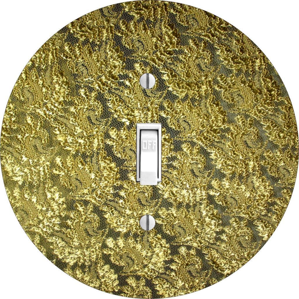 Gold Lace Round Hardboard Light Switch Cover for Single Lightswitch
