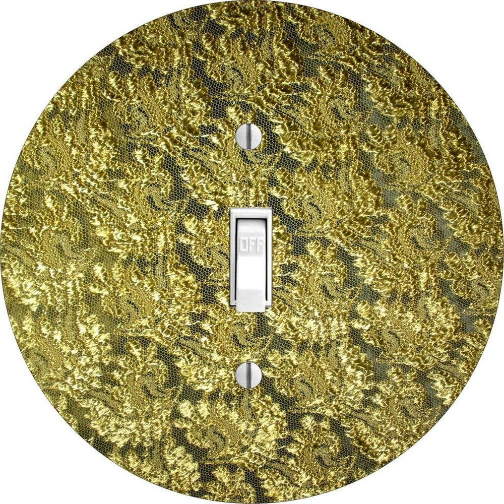 Gold Lace Round Hardboard Light Switch Cover for Single Lightswitch
