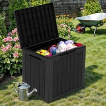 Uforic 30 Gallon Outdoor Resin Deck Box, Weatherproof Rattan Storage Box, Lockable, Black