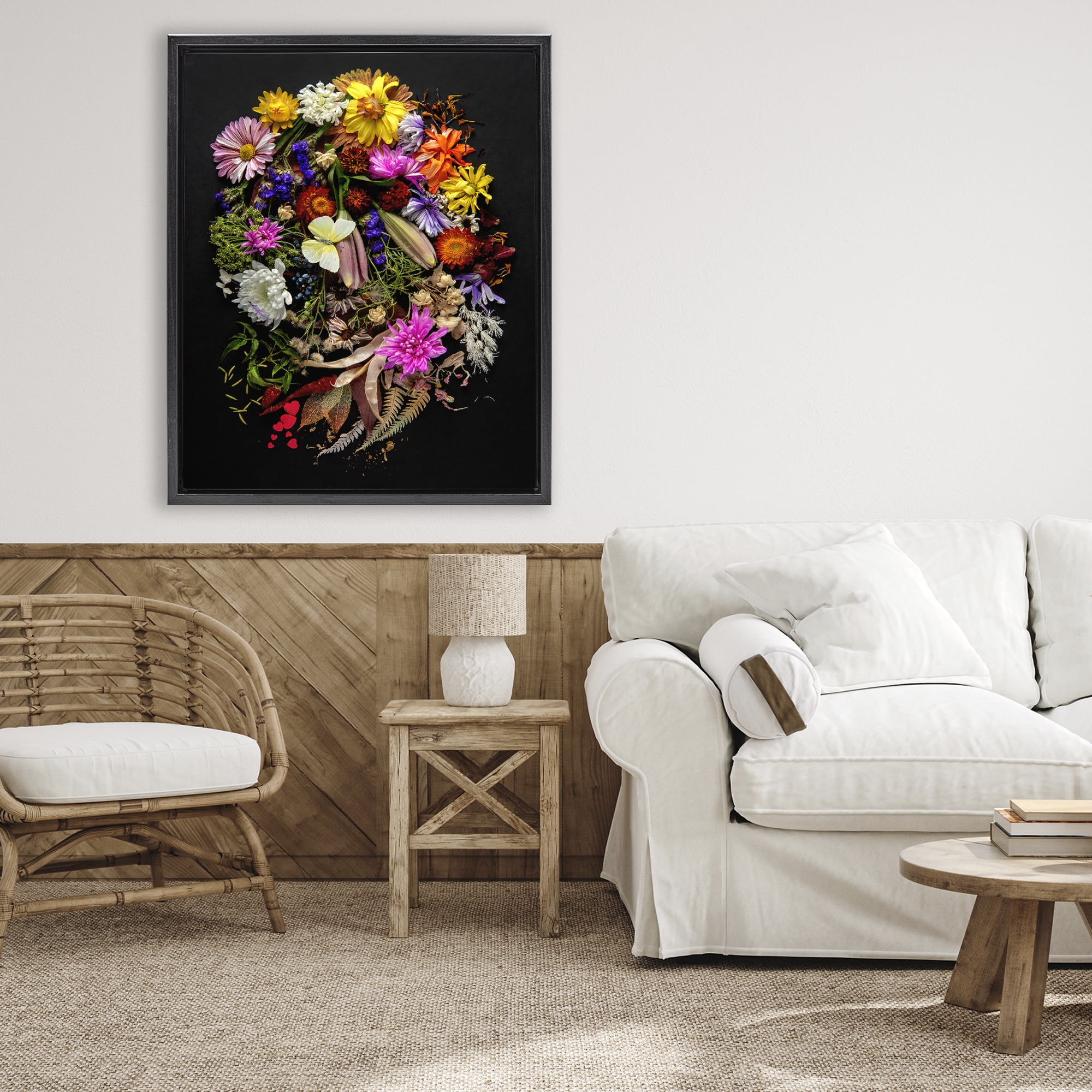 Stupell Industries November Flower Arrangement Black Framed Floater Canvas Wall Art, design by Carl Kravats