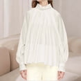 thumbnail image 6 of SwiftWear Womens Silk Blouses Dressy Casual Soft & Flowy ​Elegant Satin Mock Neck Long Sleeve Top Holiday Trendy White, 6 of 7