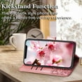 thumbnail image 3 of Designed for iPhone 12 Mini Wallet Case,Women Flip Folio Cover Butterfly Embossed PU Leather Kickstand Credit Card Holder Slots Wrist Strap Purse Phone Case for iPhone 12 Mini,5.4 inch (Rose Gold), 3 of 15