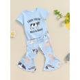 thumbnail image 6 of Aojekbee Baby Girl 2Pcs Cowgirl Outfits Short Sleeve T-Shirt + Flare Pants Set Toddler Clothes, 6 of 10