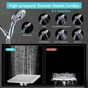VXV 7-setting shower Head, 8” Rain Shower Head with Handheld Spray Combo, 11 Extension Arm Height Adjustable, High Pressure Shower Heads, chrome