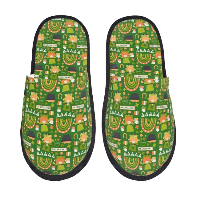 Fotbe traditional Irish colours Pantuflas Peludas para Mujer con Estampado, Zapatillas de Peluche, Zapatos de Invierno para Casa, Uso Interior y Exterior-Medium