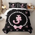 thumbnail image 2 of meiyoeat Pink Cute Bow Twin Quilt Set For Girls,Kawaii Bowknot Monogrammed J Twin Coverlet Set For Kids,2pcs, 2 of 7