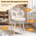 thumbnail image 3 of Tereitr Vanity Stool with Bowknot Backrest, Upholstered Makeup Chair for Bedroom and Living Room, Armless Dressing Stool with Foot Pads (White), 3 of 8