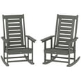 thumbnail image 2 of Outsunny Outdoor Rocking Chairs Set of 2, HDPE Patio Rockers with 28" High Back, Wide Armrests and Slatted Seat for Porch Backyard Balcony, Dark Gray, 2 of 9