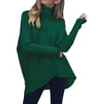 thumbnail image 2 of Womens Turtleneck Long Batwing Sleeve Asymmetric Hem Casual Pullover Sweater Knit Tops, 2 of 9
