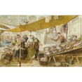 thumbnail image 2 of Myles Birket Foster 18x13 Gold Ornate Wood Frame and Double Matted Museum Art Print Titled - The Fish Market on the Steps of the Rialto Bridge, 2 of 4