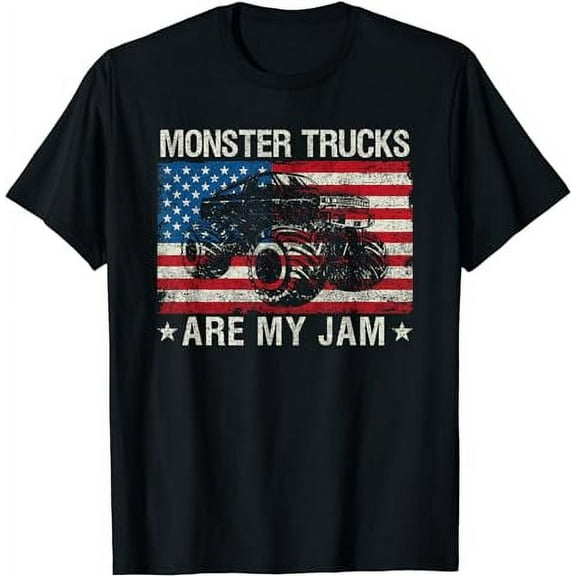 Monster Trucks Are My Jam Vintage American Flag T-Shirt