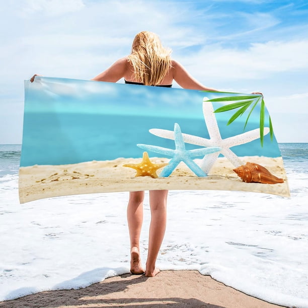 Fiudx Toalla de Playa de Microfibra, Ligera y Resistente a La Arena, de Secado Rápido, Multiusos para Piscina, Viajes, Yoga, Playa y Picnic, 76 X 152 Cm.