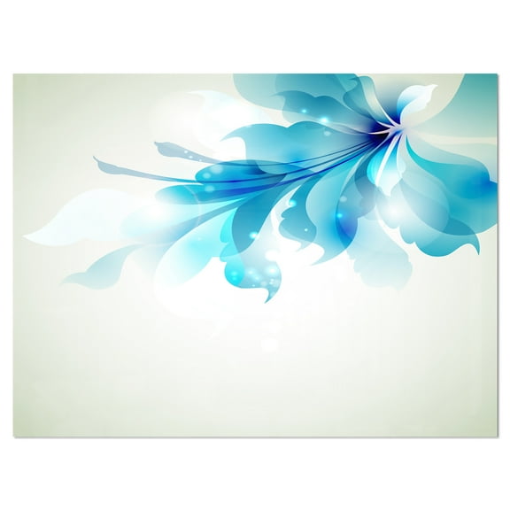 Tender Blue Abstract Flowers 40 in x 30 in Painting Art Prints, by Designart