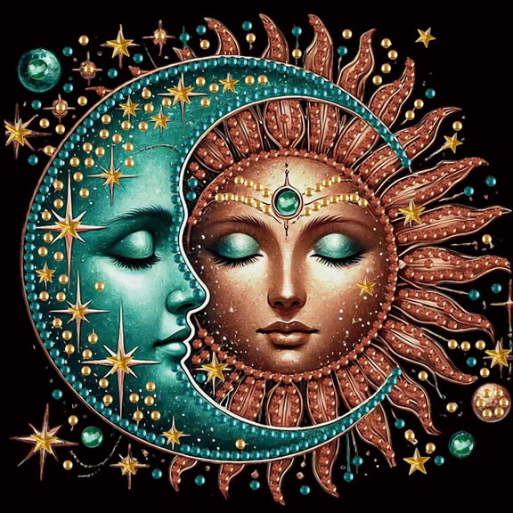 Diamond Painting Kit, Sun and Moon Special Shapes Creative Diamond Artwork, for Home Decor and Gifts 6.69 x 6.69 in