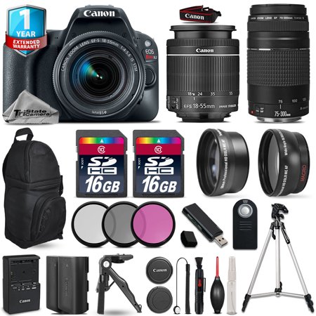 Canon EOS Rebel SL2 Camera + 18-55mm IS STM + 75-300mm + EXT BAT + 1yr Warranty (International Version)