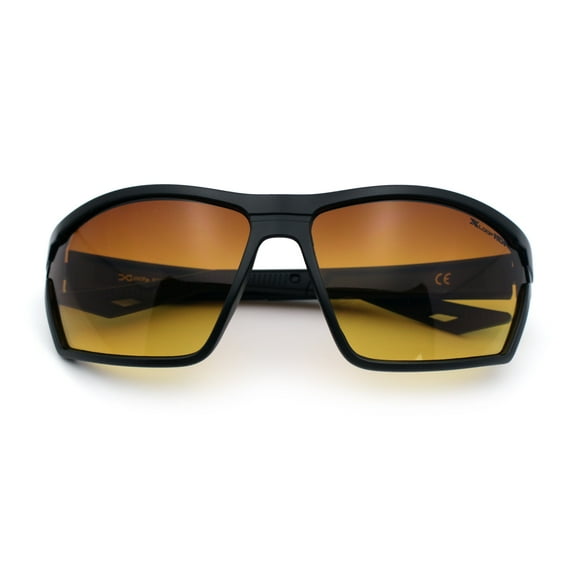 Xloop Mens HD  Night Driving Amber Lens Wrap Around Sport Plastic Sunglasses Matte Black