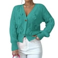 thumbnail image 1 of Cárdigan de Punto Grueso con Lazo para Mujer, Abierto Al Frente, , de Larga, con Botones, para Invierno. Verde L, 1 of 10