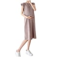 thumbnail image 1 of Robe de Maternité pour Femmes Manches Courtes Col Rond Couleur Unie Robe de Grossesse Ample, 1 of 6