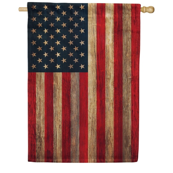 America Forever Rustic American House Flag 28 x 40 Inch Outdoor, Yard Decorative Patriotic America USA 4th of July Independence Memorial Day Stars Stripes Double Sided House Flag