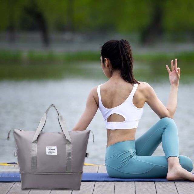 Bolsa de deporte expandible para gimnasio, ideal para viajes de fin de semana, con gran capacidad y separación para ropa seca y húmeda. Bolsa de viaje para hombres y mujeres, perfecta para gimnasio,