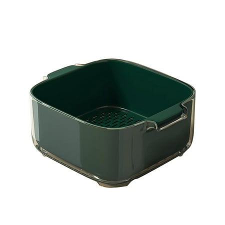 

Double Layer Drains Basket with Cover Kitchen Fruit and Vegetable Basket Household Portable Vegetable Washing Basin Picnic Basket