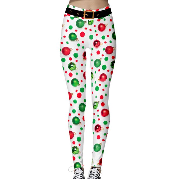 Pantalones deportivos para correr con estampado navideño de Yoga de cintura alta a la moda para mujer Fridja hfkajh104269