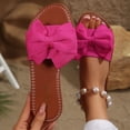 thumbnail image 2 of Women's Bow Sandals Trendy Casual Round Toe Flat Sandals Open Toe Slip on Slide Vacation Sandals Hot Pink 6(37), 2 of 9