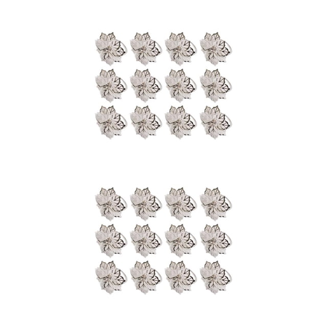 Paquete de 12 servilleteros de metal Yuarrent con borde Plata 2Conjunto