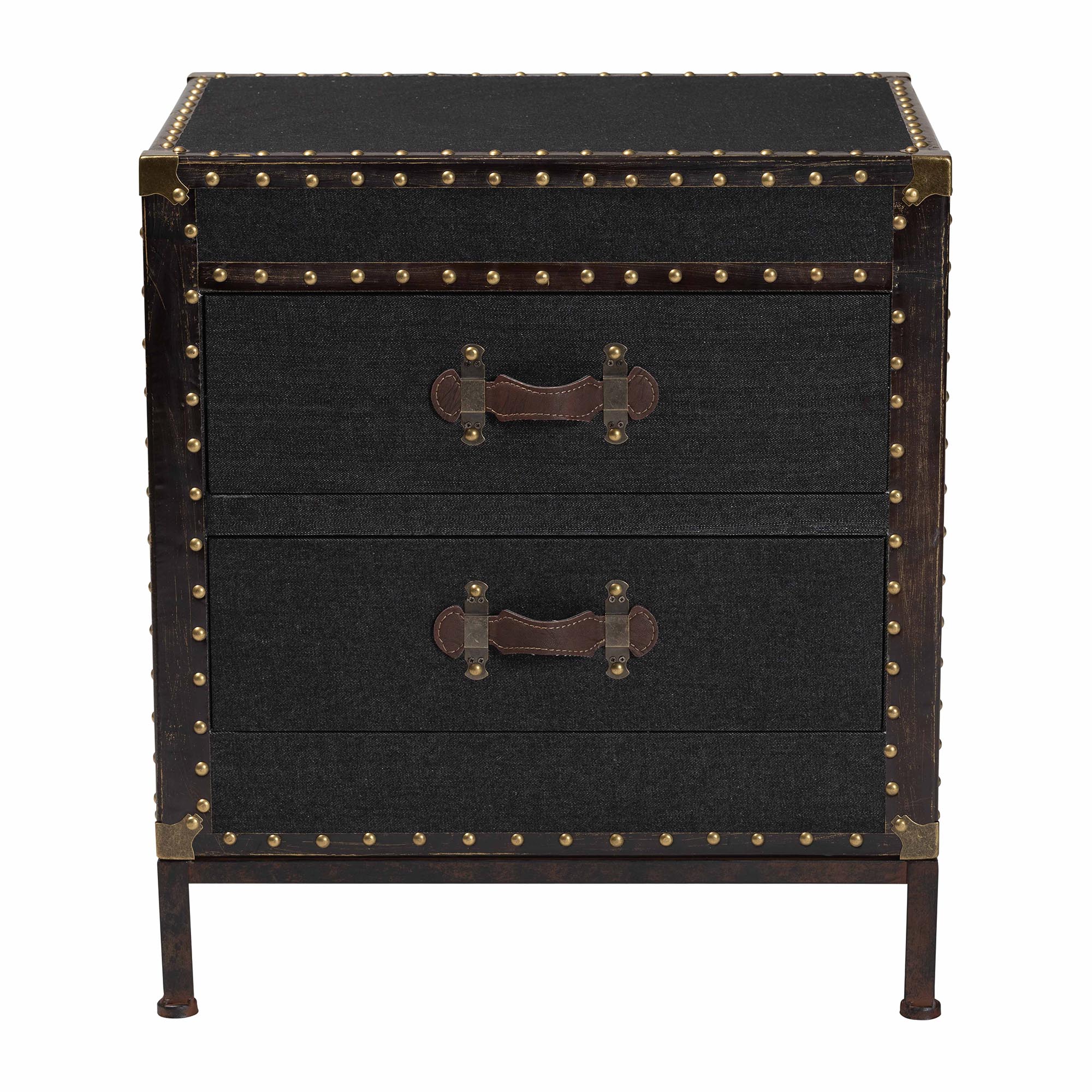 Baxton Studio Laura Vintage End Table, 2-Drawer, Black