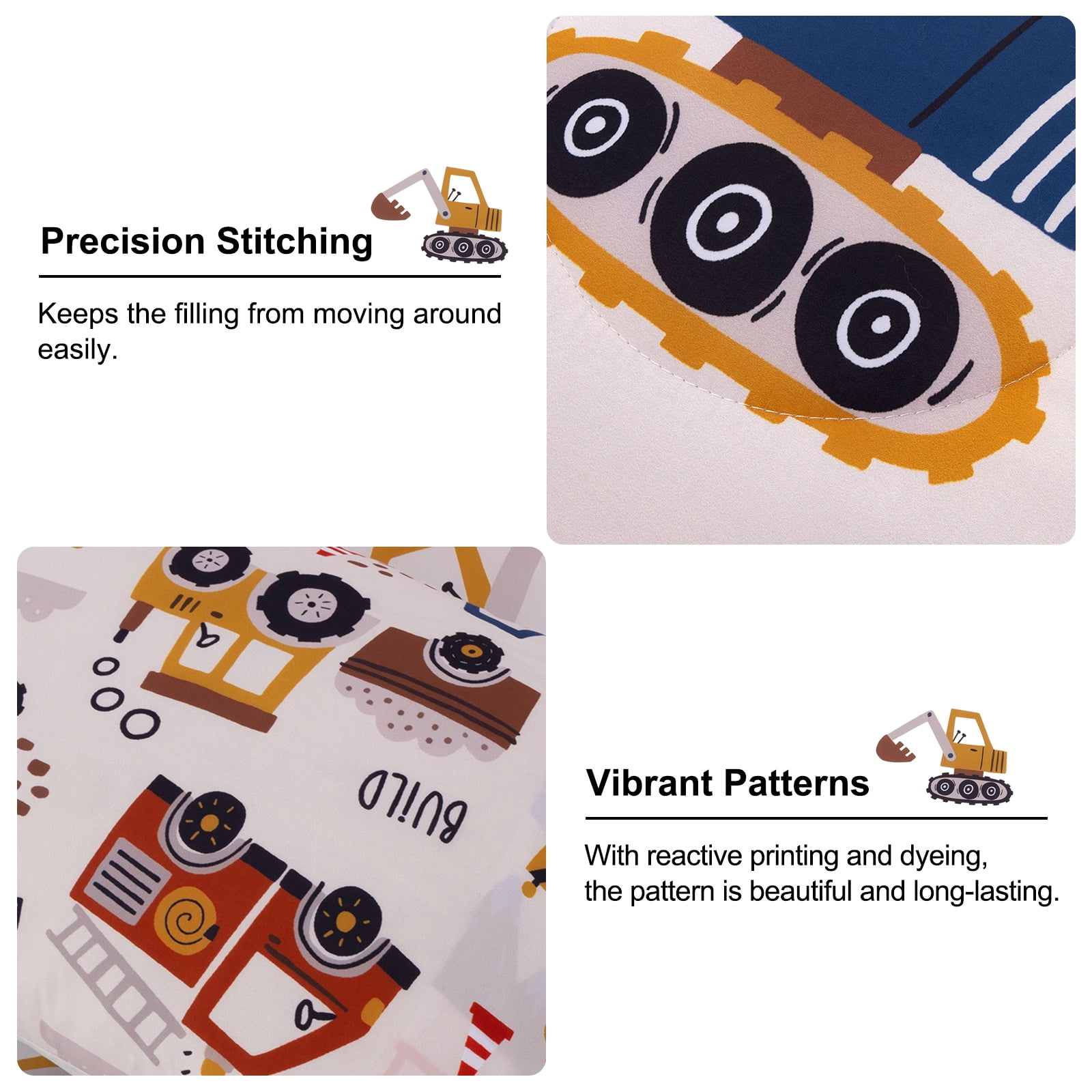 Btargot 3 Piece Bus Truck Twin Comforter Set for Boys Kids Vehicles Excavator Police Car Bedding Set
