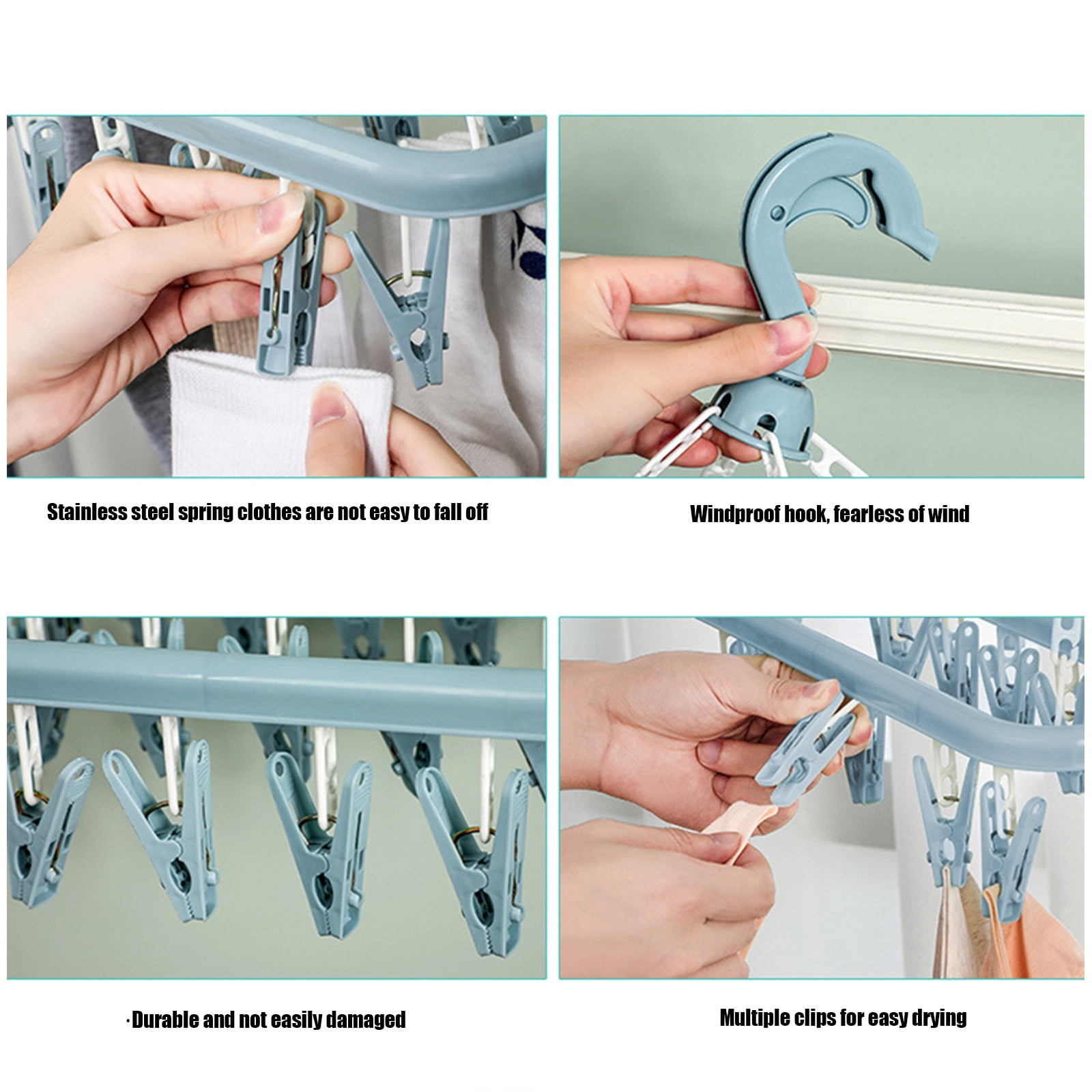 JilgTeok 5 Packs Socks Underwear Hanger Organizer with 32 Clips for Closet Space Saving Storage with Sturdy Clips Holds 32 Pairs Panties Socks Pantyhose Accessories